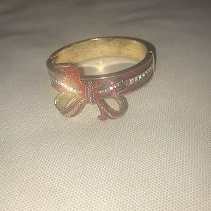 Holiday Christmas Ribbon Bracelet w/ Rhinestone accents